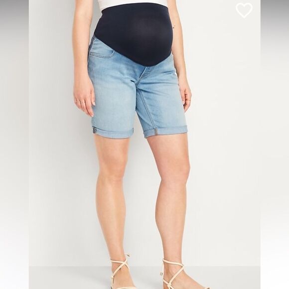 Old Navy Maternity Full-Panel OG Straight Jean Shorts Bermudas Size 8 - Picture 1 of 10